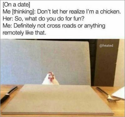Scared chicken - meme