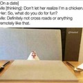 Scared chicken