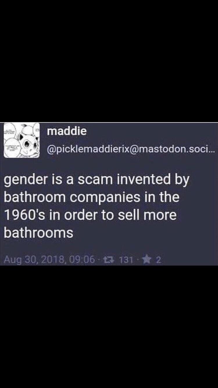 Hence the gender 'spectrum' to make more bathrooms - meme