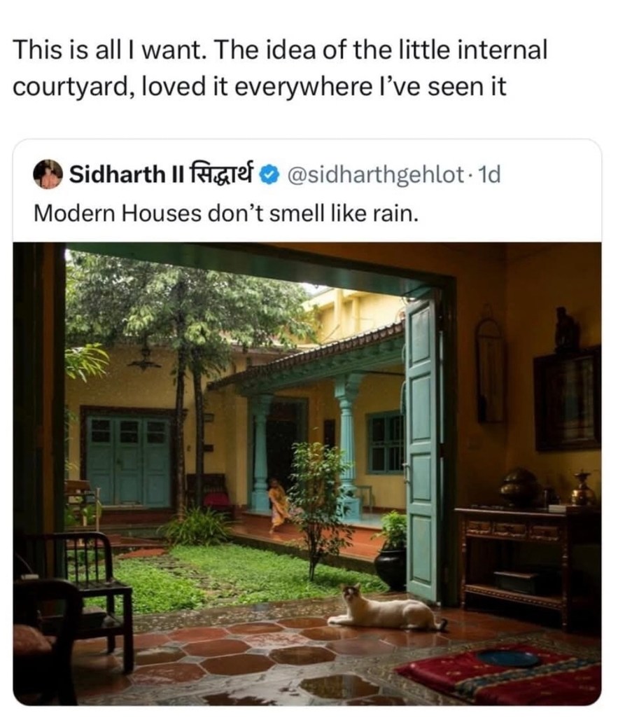 I just want a little courtyard and that rain smell, man - meme