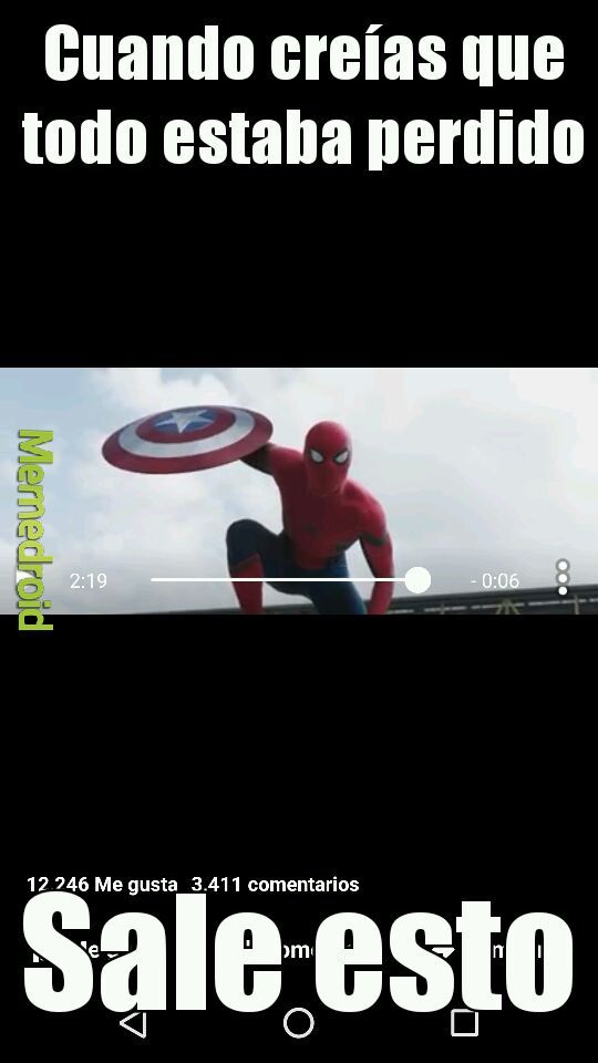 Spider Man en Capitán America Civil War - meme