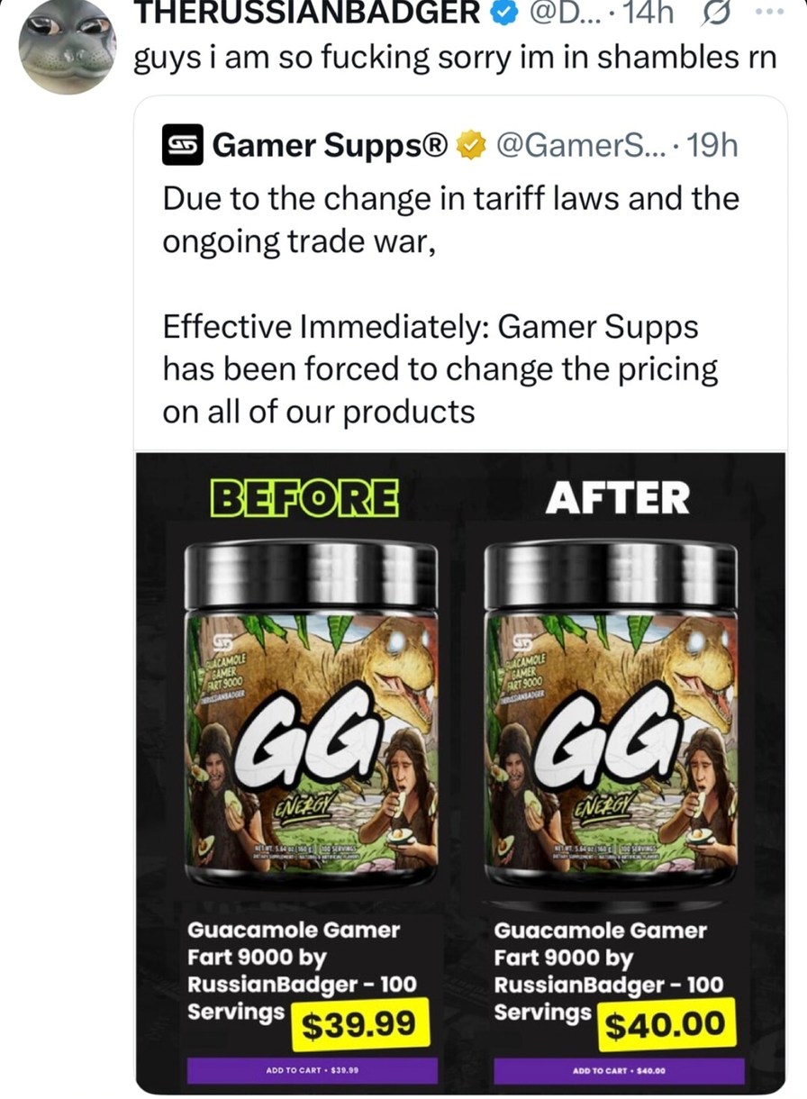 When the tariff hits harder than the caffeine - meme