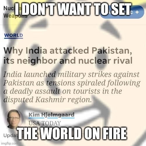 India-Pakistan tensions go nuclear-level spicy - meme