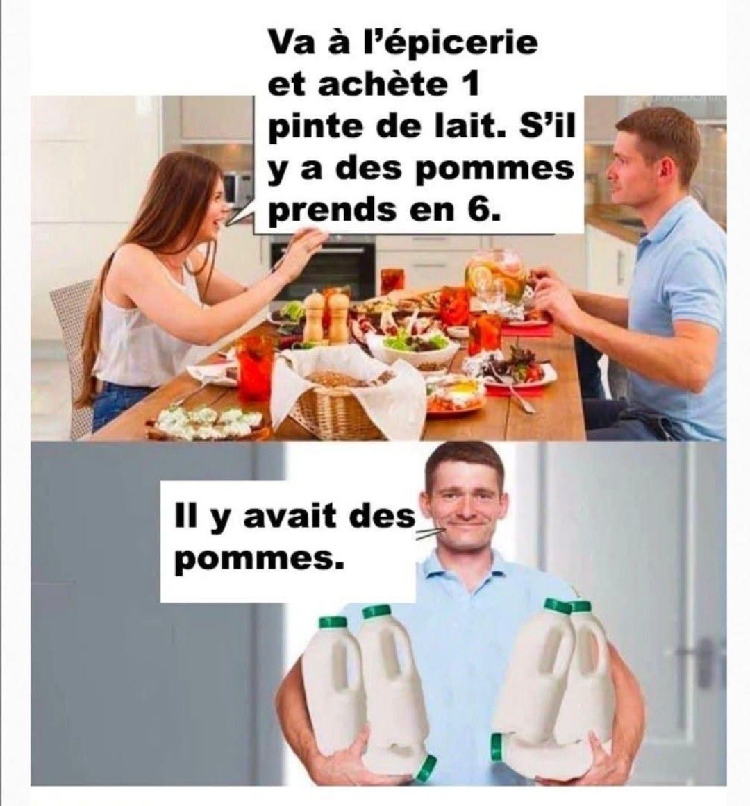 J’devais juste prendre du lait... maintenant j’ai 6 pommes et une crise existentielle - meme