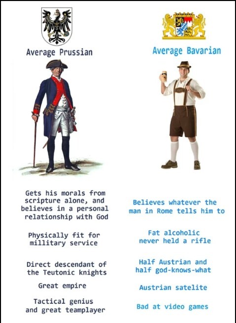 This meme is in no way related to my views on Bavaria, I just stole it from /his and thought some might find it amusing.  All I know about Bavaria is I like the flag, in fact it's one of my favorite flags.  I also heard it has good beer.