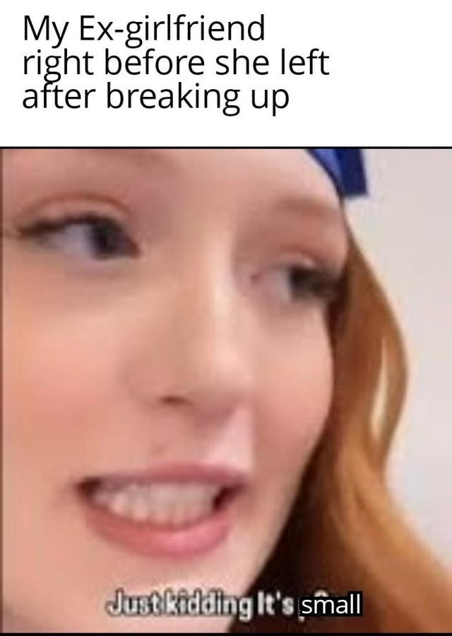 My ex right before she dipped: it’s small btw - meme