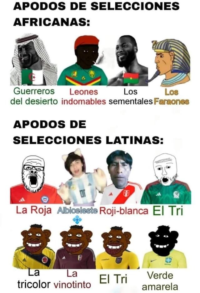 Apodos africanos y apodos latinos - meme