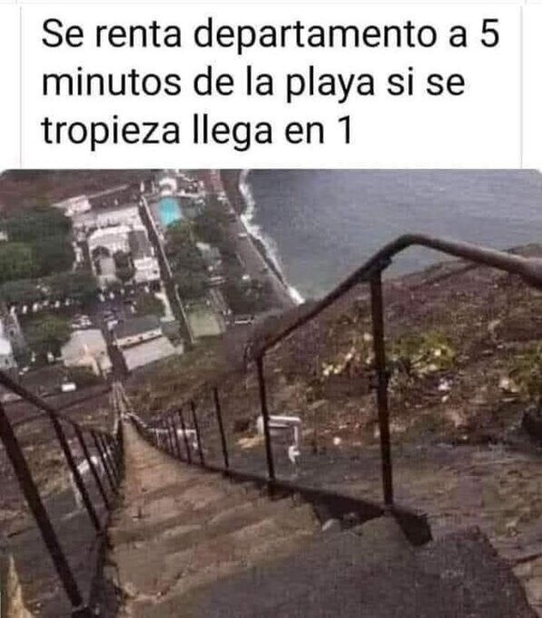 Se renta departamento a 5 minutos de la playa (cayéndote, llegas en 1) - meme