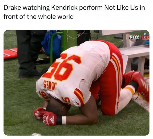 Drake watching Kendrick perform Not like us meme