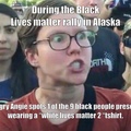 angry Angie loses her cool at the BLM rally