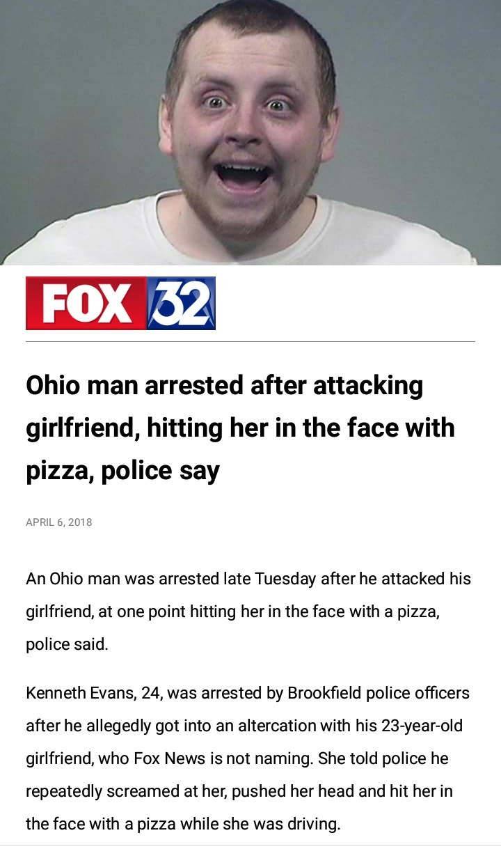 Pizza being used as a weapon... that's new. - meme