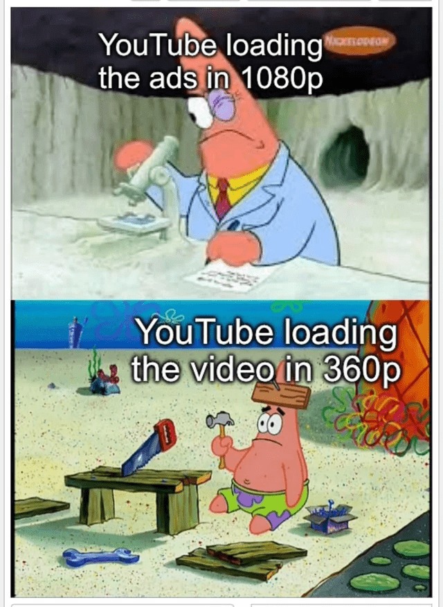 Youtube loading time with bad internet - meme