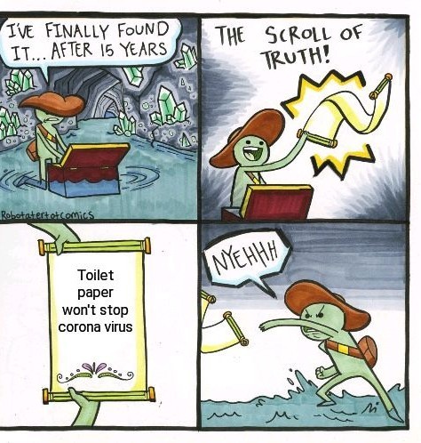 Toilet paper can't beat corona - meme