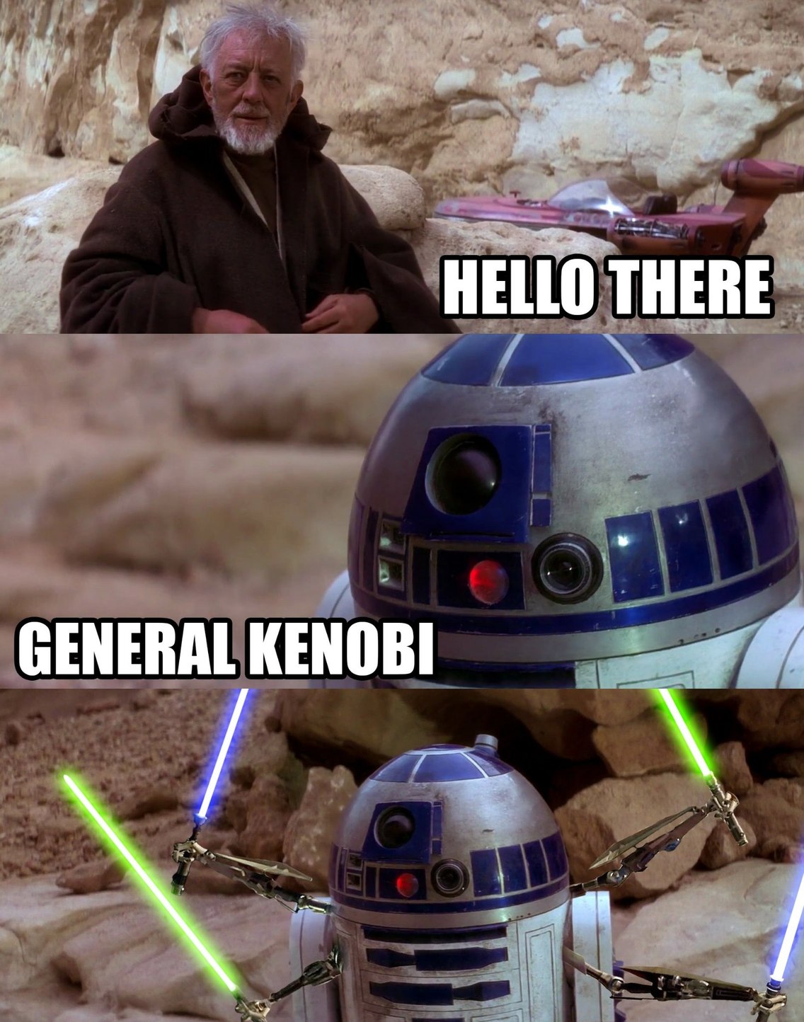 He's been trained in the dark arts of jawa droid trading - meme