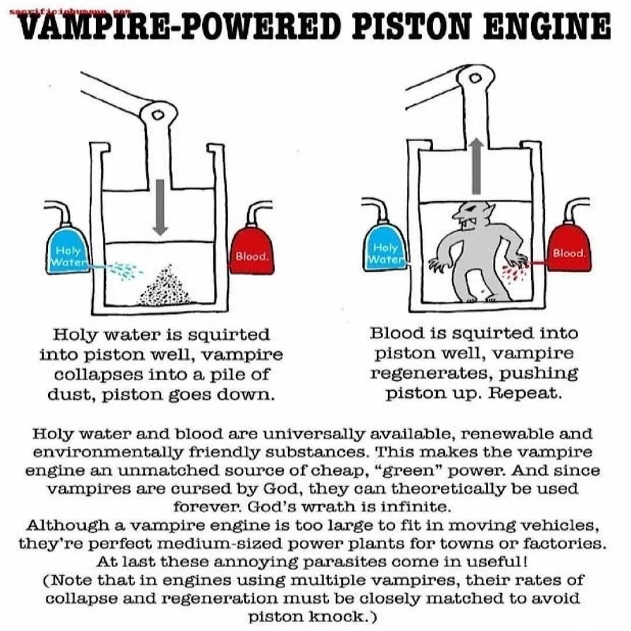 Vampire powered piston engine - meme