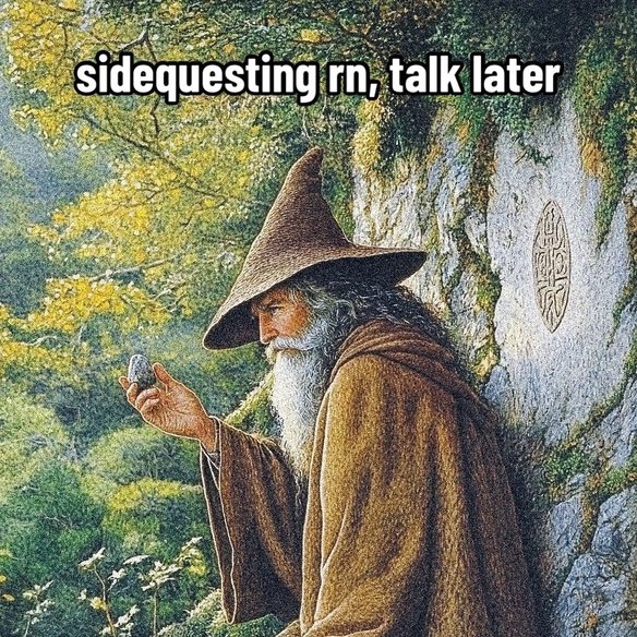 Sidequesting right now, talk to you never - meme