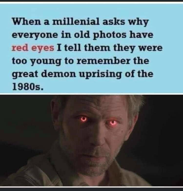 And the only way to find who was a demon was to take a photo of them. Those pesky demons took over the bodies of sweet old ladies to the good boi - meme