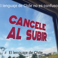 No sé por que, pero en Chile cancelar = pagar (foto en un bus)