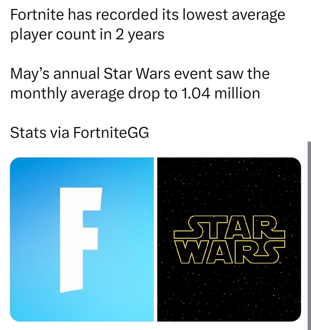 Fortnite down bad after Star Wars event flopped - meme