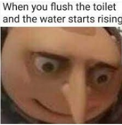crap the toilet water lord is coming for me - meme