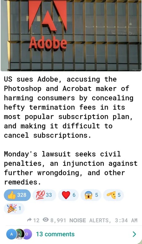 US sues Adobe - meme