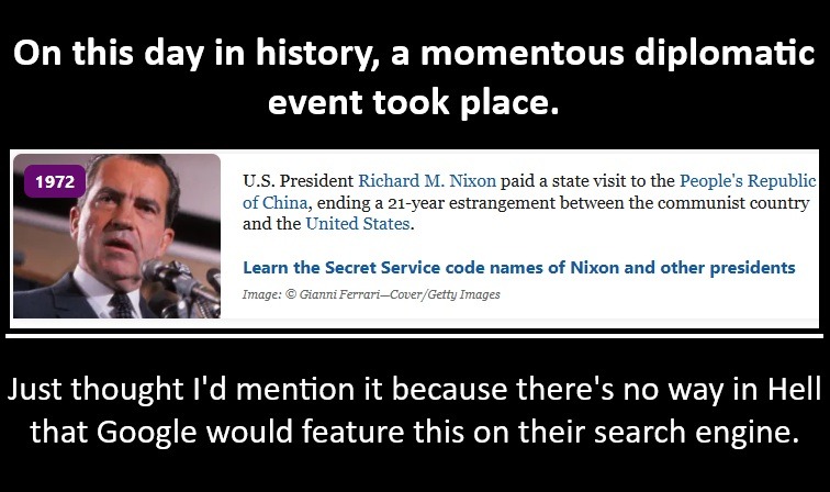 Google's featuring moon phases or some idiot thing to avoid real history, but what else is new? - meme