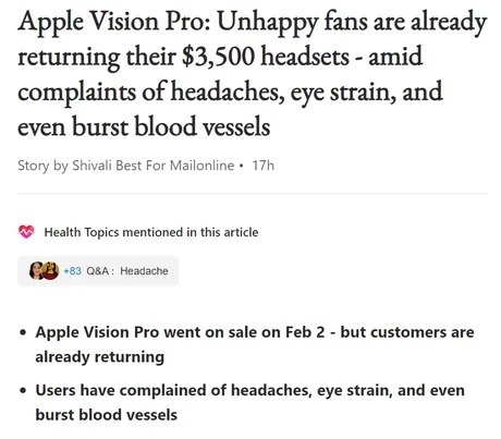 Apple Vision Pro complaints - meme