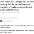 Apple Vision Pro complaints