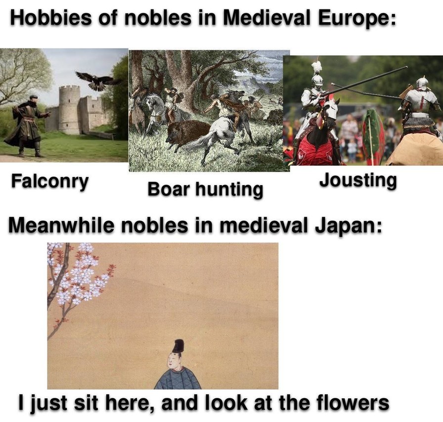 Japanese nobles really said no to jousting and yes to vibes - meme