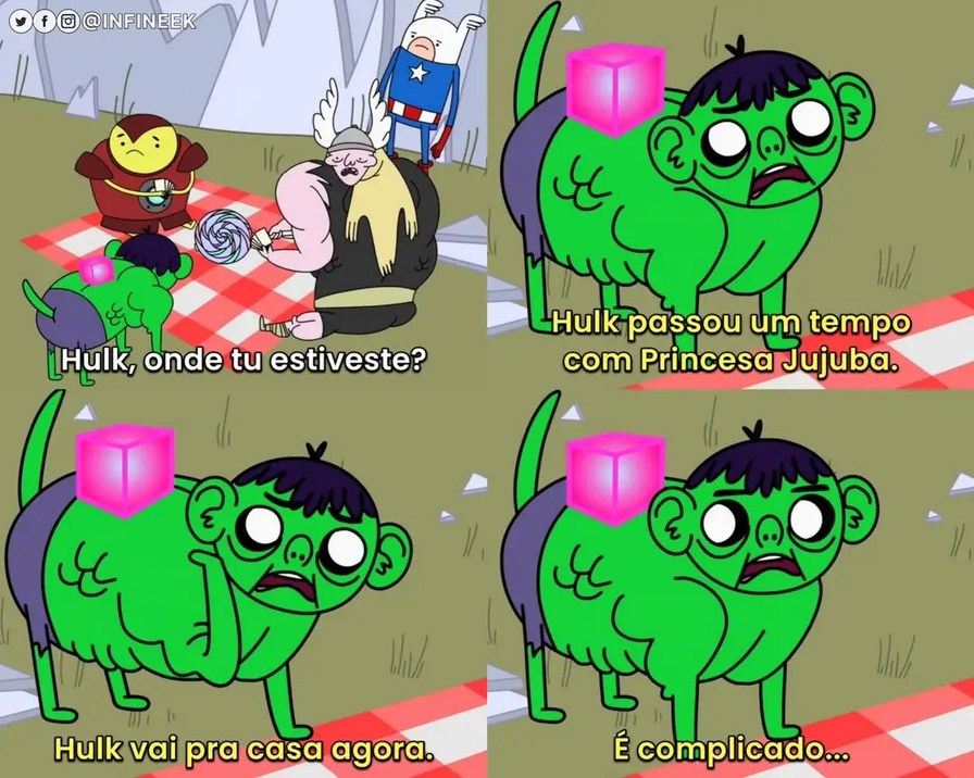 Hulk gosta de mulher rosa - meme