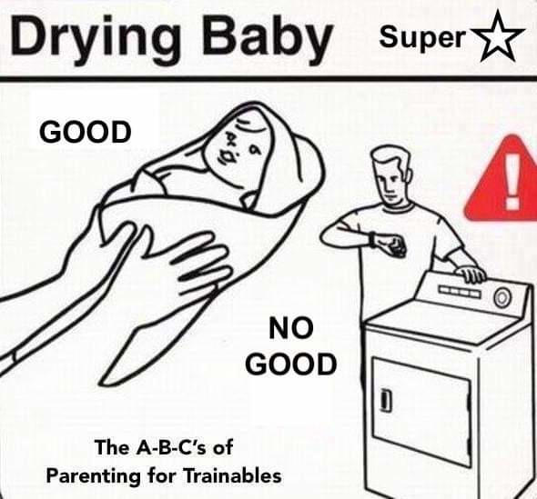 Baby drying instructions - meme