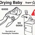 Baby drying instructions