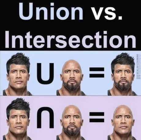 Union vs intersection - meme