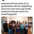 Grandma with her weightlifting class