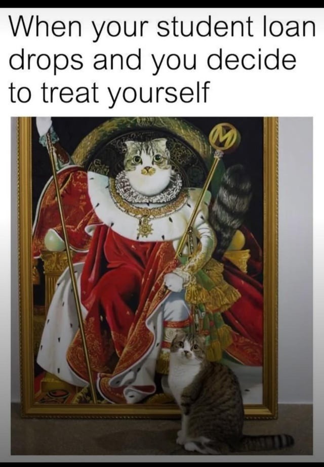 Loan dropped so I treated myself like a king - meme