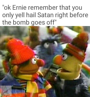 ernie lites a bomb - meme