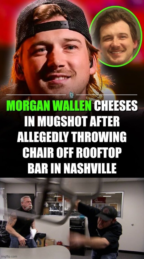 Morgan Wallen throwing chair off rooftop meme