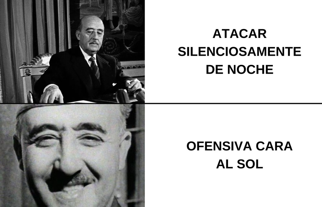 Contexto: "Cara al Sol" es el himno de la Falange Española, pasó a ser uno oficial cuando Francisco Franco tomó el poder - meme