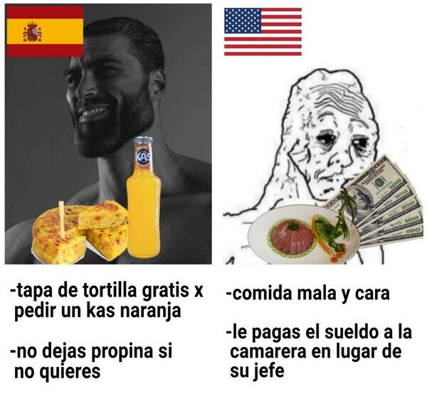España gigachad vs weak USA - meme