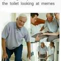 Looking memes on the toilet