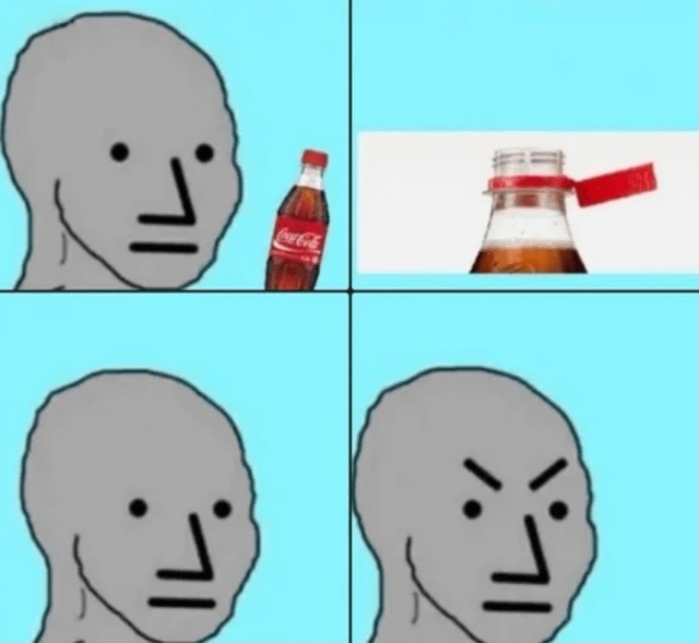 Meme del tapon de las botellas de cocacola