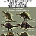 La evolución del espinosaurio va en dirección opuesta.