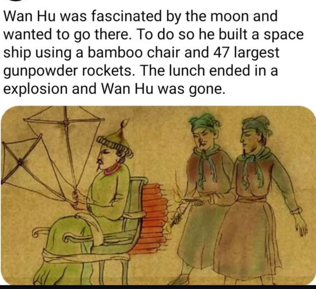 Wan Hu's rocket chair dream went boom - meme