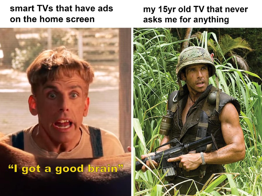 Old TVs just did their job without asking for anything - meme