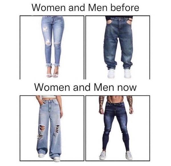 pantalones de hombres y de mujer - meme