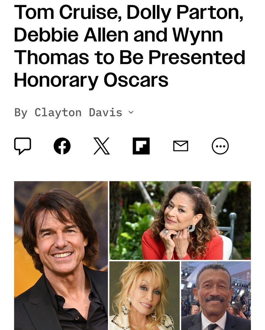 Tom Cruise and Dolly Parton getting honorary Oscars? Let's go - meme