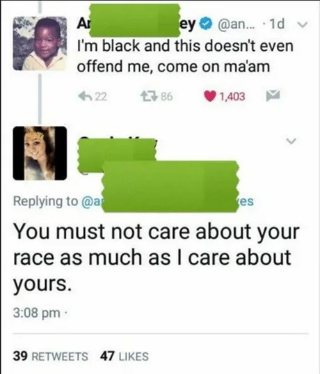 Actually, she is the racist - meme