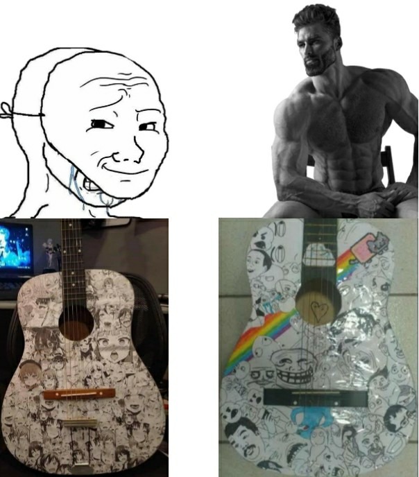 Guitarra de ahegao vs guitarra de memes