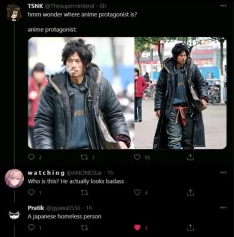Japanese homeless person - meme