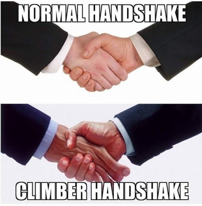 Handshake, pro Climbers - meme